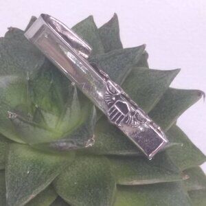 Winged Crest Silver Color Vintage Antique tie clip Tuxedo Suit groomsman formal